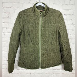 LA Coalition Womens green quilted faux fur lined jacket, sz‎ L, GUC